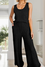 Load image into Gallery viewer, Textured Round Neck Top and Wide Leg Pants Set
