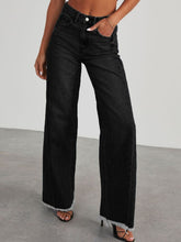 Load image into Gallery viewer, Raw Hem Wide Leg Jeans with Pockets
