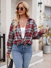 Load image into Gallery viewer, Mandy Pocketed Plaid Collared Neck Long Sleeve Shirt
