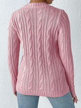 Load image into Gallery viewer, Cable-Knit Heart Round Neck Long Sleeve Sweater
