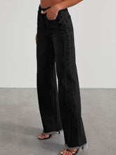 Load image into Gallery viewer, Raw Hem Wide Leg Jeans with Pockets
