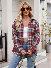 Load image into Gallery viewer, Mandy Pocketed Plaid Collared Neck Long Sleeve Shirt
