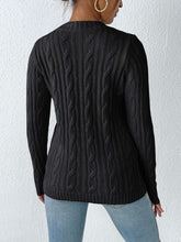 Load image into Gallery viewer, Cable-Knit Heart Round Neck Long Sleeve Sweater
