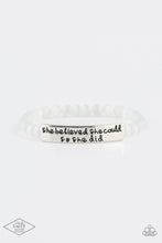 Load image into Gallery viewer, PAPARAZZI | She Believed She Could So She Did - White Stretchy Bracelt
