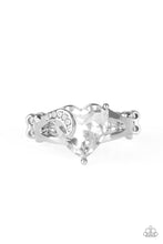 Load image into Gallery viewer, PAPARAZZI | Romantic Reverie - White |  Silver Heart Rhinestone Ring

