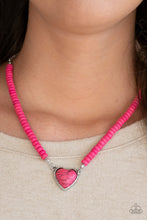 Load image into Gallery viewer, PAPARAZZI | Country Sweetheart - Pink | Cracked Stone Heart Necklace
