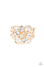 Load image into Gallery viewer, Bubbling Bravado - Gold | Ring | White Rhinestone | stretchy band
