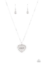 Load image into Gallery viewer, PAPARAZZI | The Real Boss - White | Mom stamped silver heart Necklace
