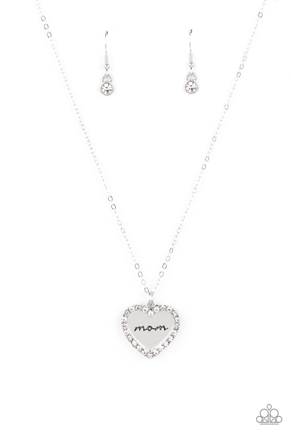 PAPARAZZI | The Real Boss - White | Mom stamped silver heart Necklace