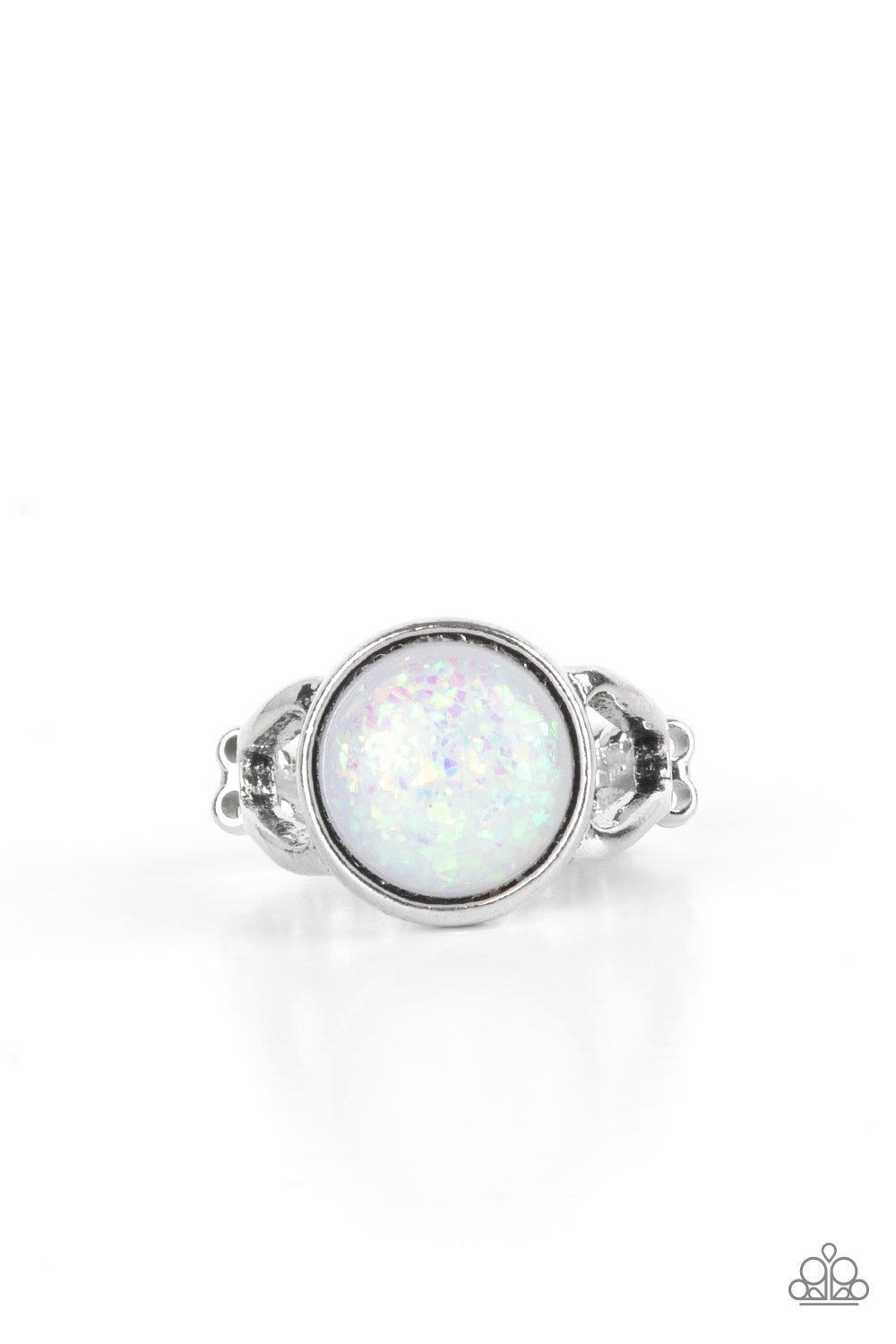 Glitter Grove - White | Opalescent bead fleck ring