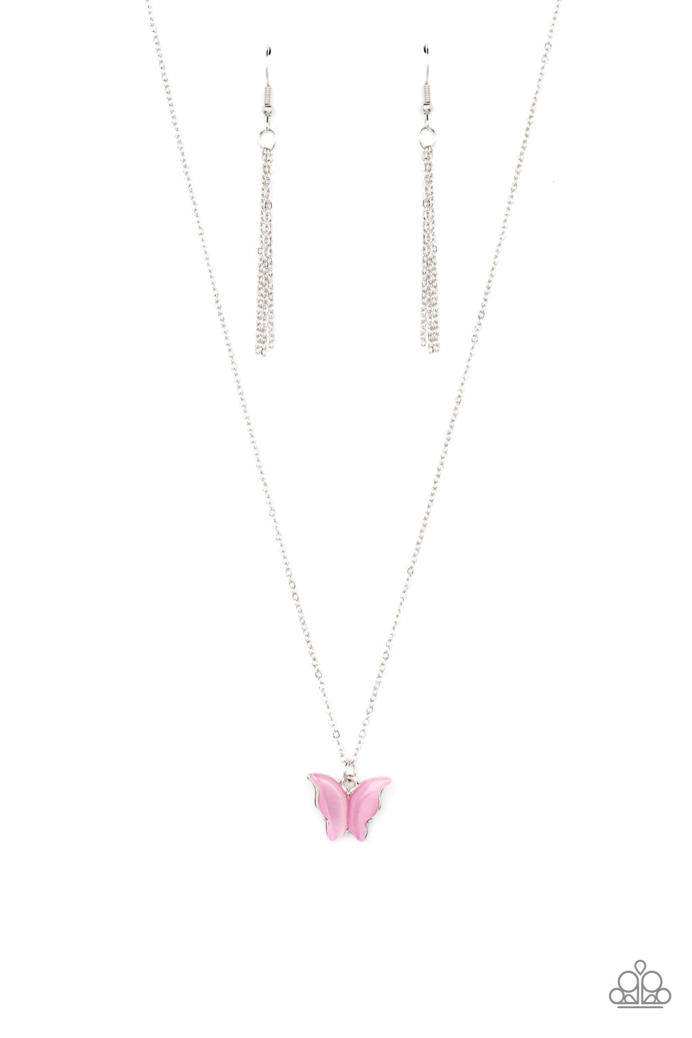 Butterfly Prairies - Pink | Butterfly Pendant | Necklace | Pink Cat Eye Stone