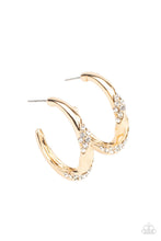 Load image into Gallery viewer, PAPARAZZI | Subliminal Shimmer - Gold | Hoop with rhinestone earring | 1&quot; hoop
