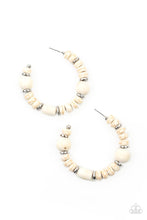 Load image into Gallery viewer, PAPARAZZI | Definitely Down-To-Earth - White | Stone Bead Hoop Earring
