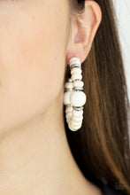 Load image into Gallery viewer, PAPARAZZI | Definitely Down-To-Earth - White | Stone Bead Hoop Earring
