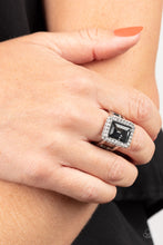 Load image into Gallery viewer, Glamorously Glitzy - Silver | Smoky emerald-cut ring

