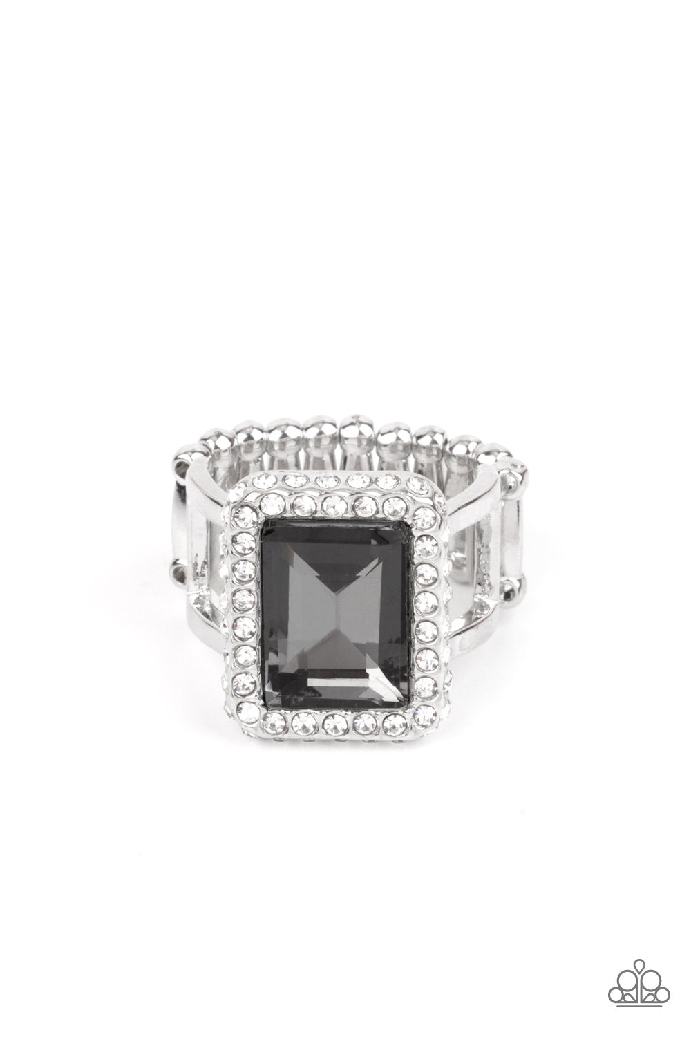 Glamorously Glitzy - Silver | Smoky emerald-cut ring