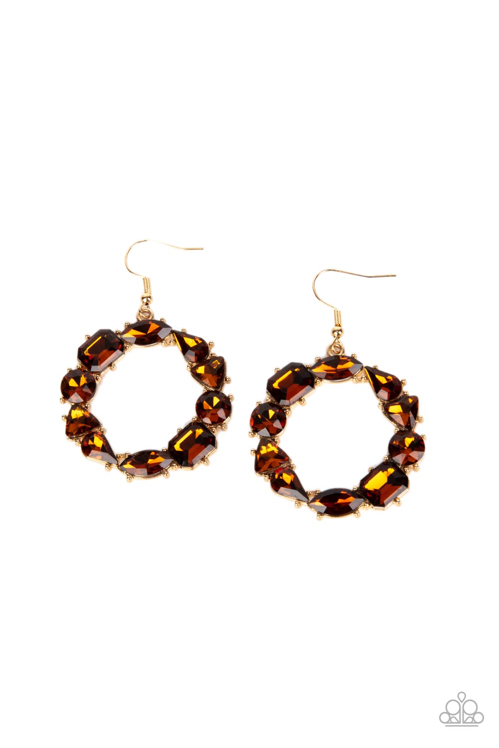 PAPARAZZI | GLOWING in Circles - Brown | GOLD HOOP WITH TOPAZ