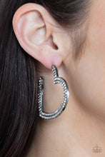 Load image into Gallery viewer, PAPARAZZI | AMORE to Love - Black | Heart white rhinestone hoop earring
