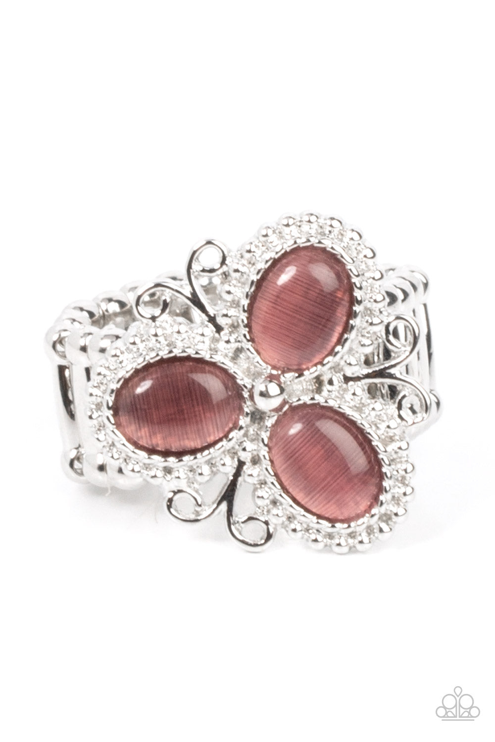 PAPARAZZI | Bewitched Blossoms - Triple Purple Cat Eye Stone Ring