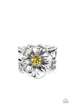 Load image into Gallery viewer, PAPARAZZI | Prismatically Petunia - Yellow | Textured Petal Silver Ring
