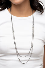Load image into Gallery viewer, PAPARAZZI | Petitely Prismatic - Black | GUNMETAL DOUBLE STRAND NECKLACE
