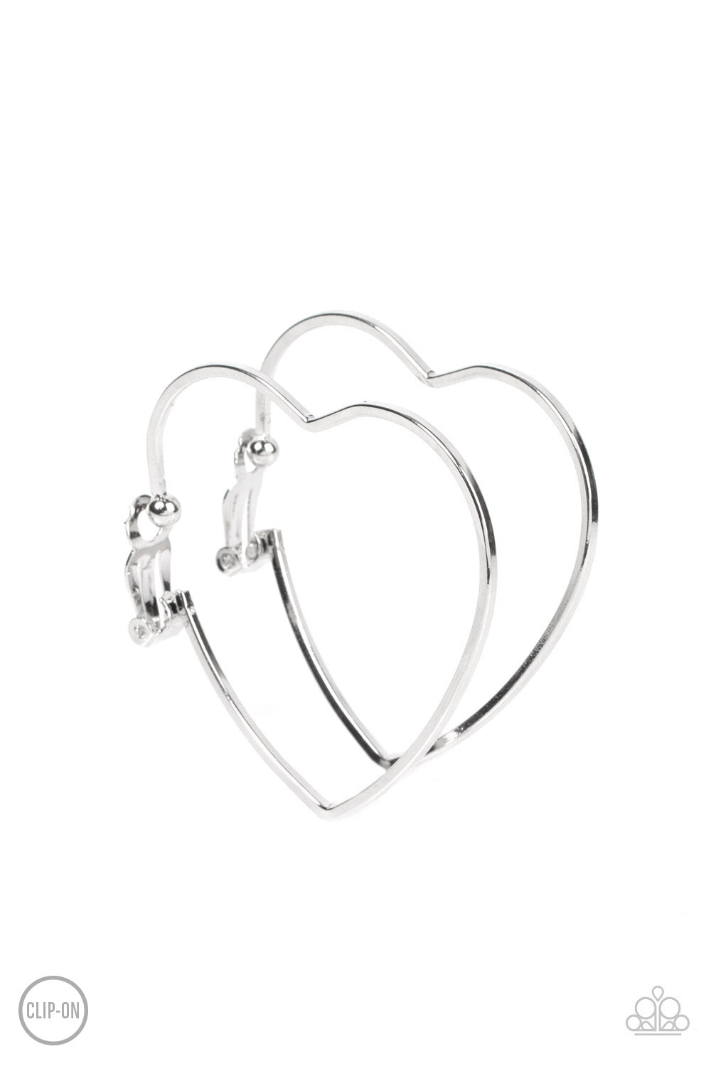 PAPARAZZI Harmonious Hearts - Silver | Heart frame | Clip on Earring