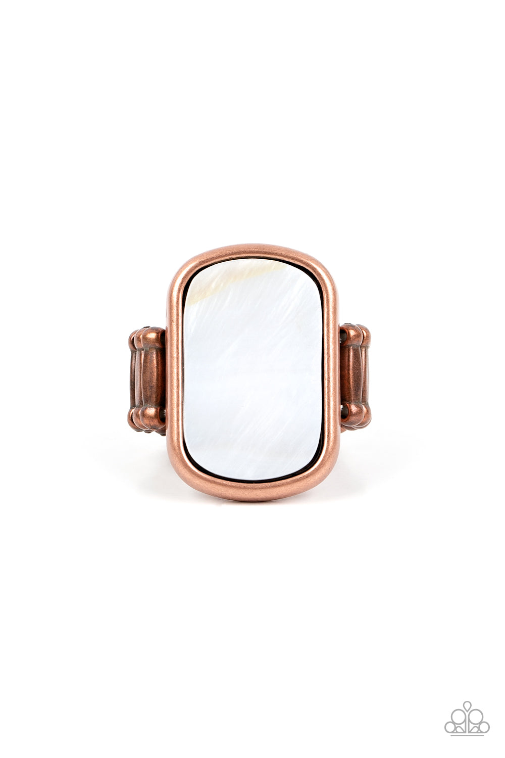PAPARAZZI | Tidal Tranquility - Copper | WHITE PEARLESCENT SHELL RING