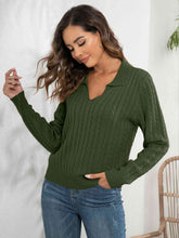 Load image into Gallery viewer, Johnny Collar Cable-Knit Long Sleeve Sweater
