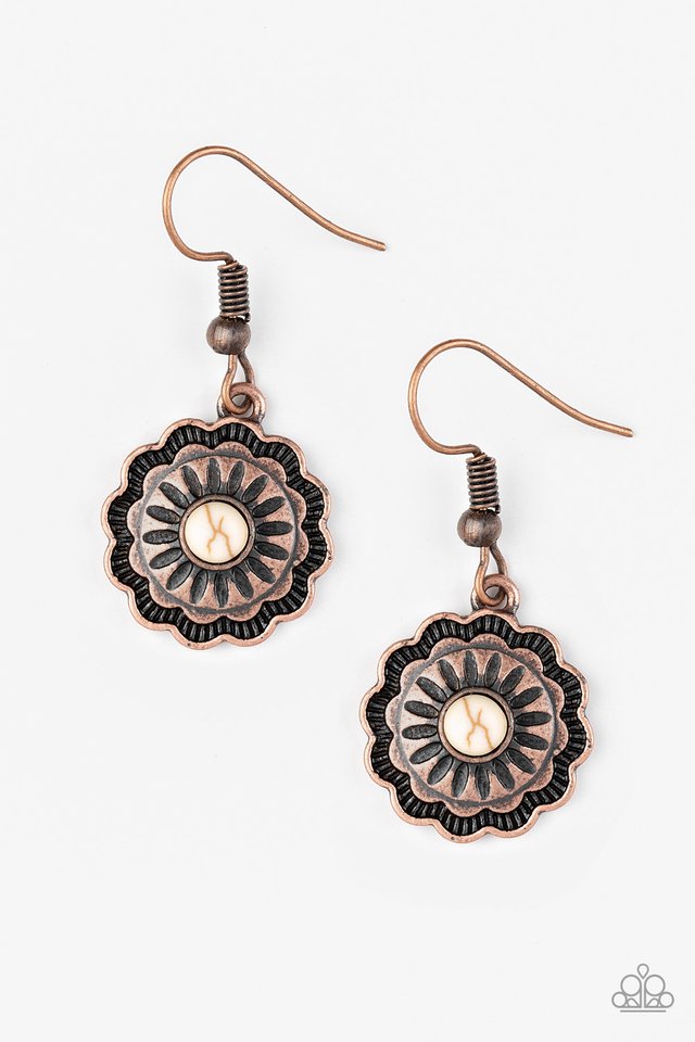 PAPARAZZI Badlands Buttercup Earring | Copper + White