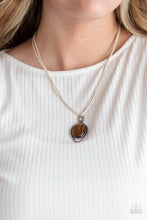 Load image into Gallery viewer, PAPARAZZI | Desert Mystery | Brown Cat Eye on White Cord Necklace
