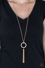 Load image into Gallery viewer, Straight to the Top | Gold Tassel Necklace | Peach Rhinestone

